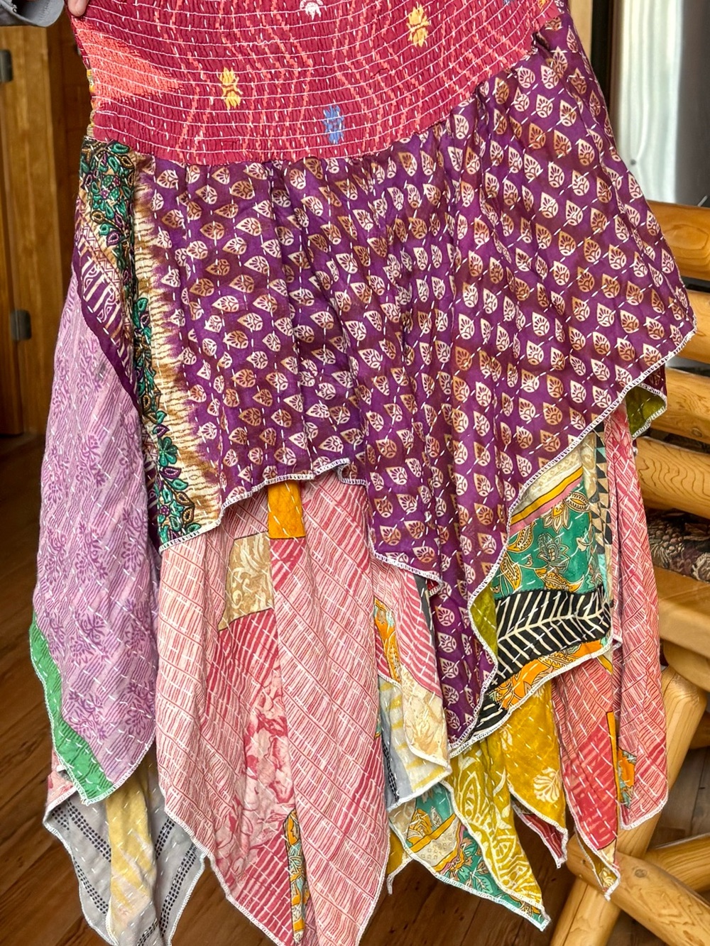 NWOT Boho Kantha Mabel Pixie Patchwork Midi Skirt - Picture 3 of 4